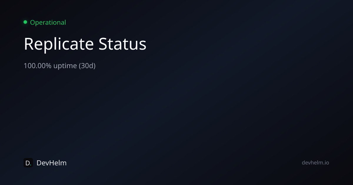 Replicate Status — Is Replicate Down? | DevHelm